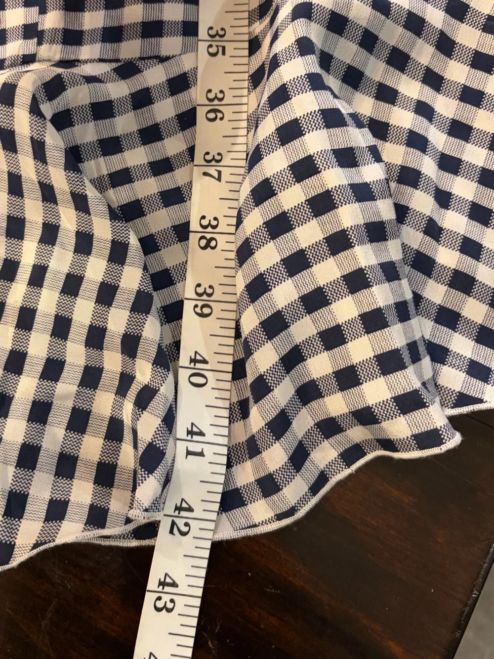 J. Crew Navy and White Gingham Ruffle Midi silk Dress size 6